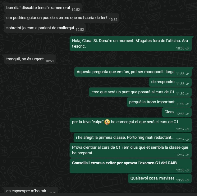 Chat de suport del curs